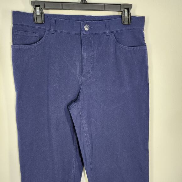 Isaac Mizrahi Live Womens Petite 24/7 Stretch Pants Size 10P Navy 5 Pocket Knit - Picture 4 of 9